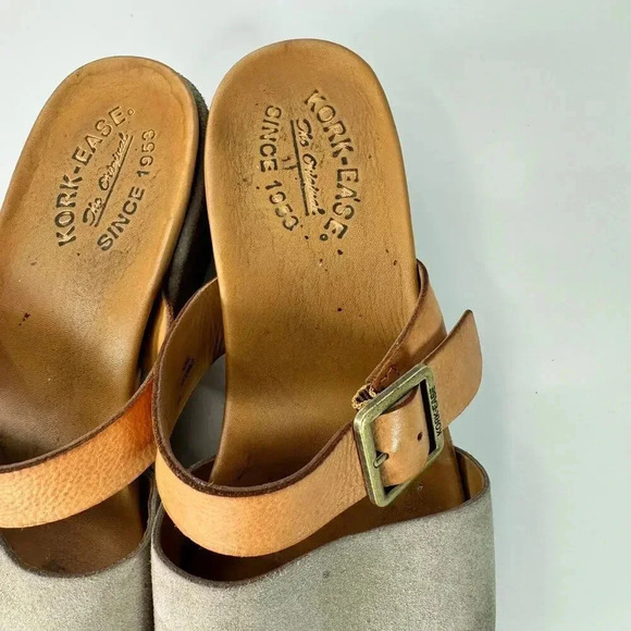 Kork-Ease Bisti Leather Adjustable Buckle Slip On Grey Sandals Size 9M - Picture 6 of 8